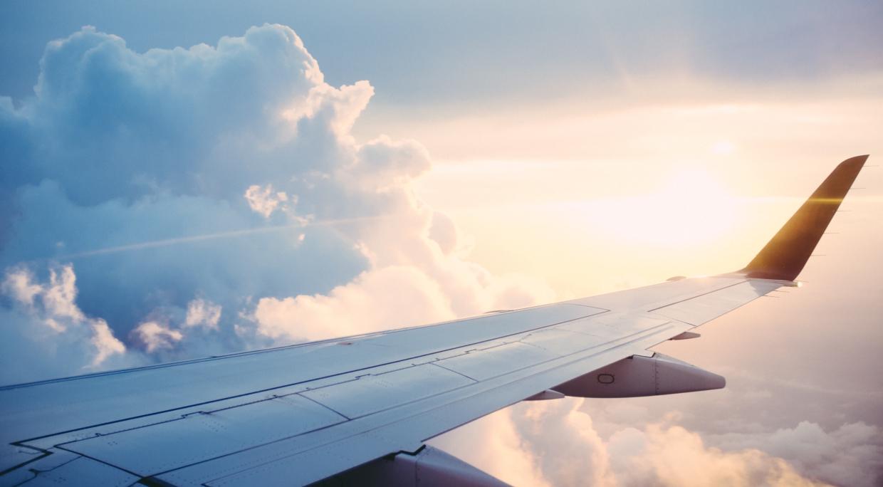 Airplane touching down